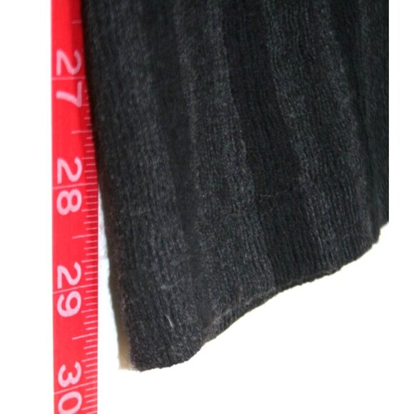 Su-Zen Wool Blend Cardigan Sweater Women L Black Gray Stripe Made in USA Artisan - Picture 8 of 9